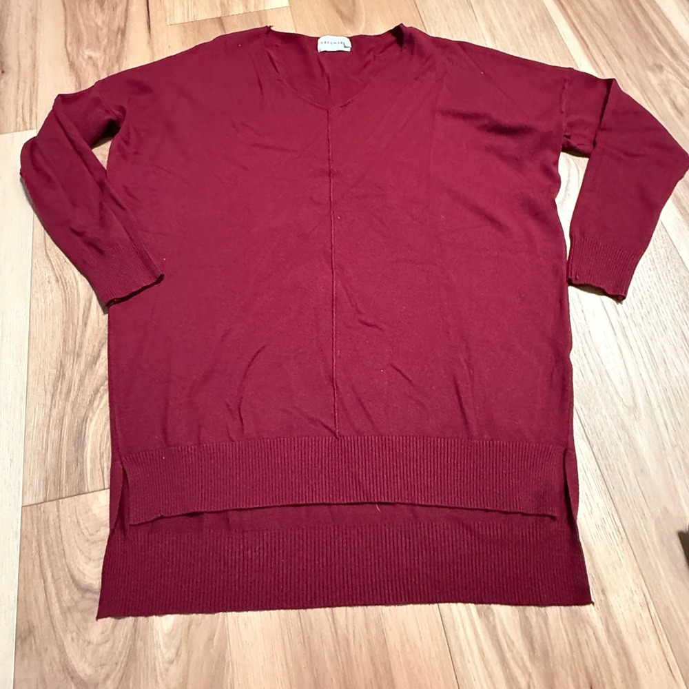 Dreamers Oversized Sweater Women S/M Maroon V-Neck Long Sleeve Soft Knit